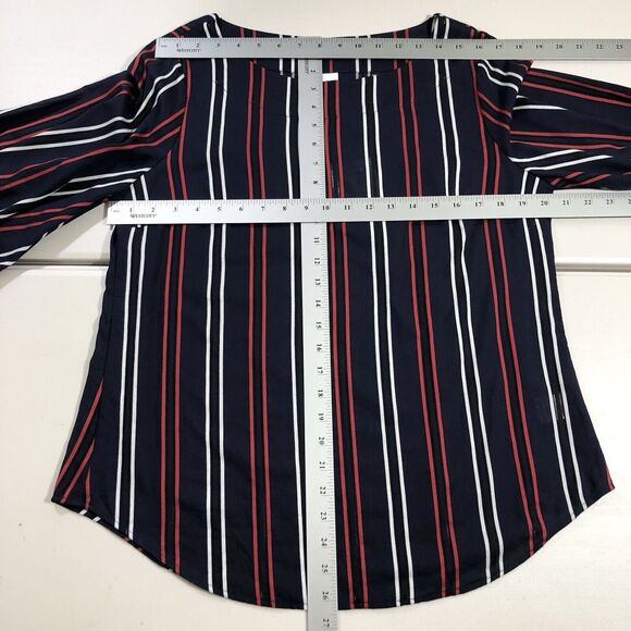 Cabi #5516 NWT Women's Flag Blouse Sz M Navy Red White Stripes 3/4 Sleeves - Picture 4 of 10